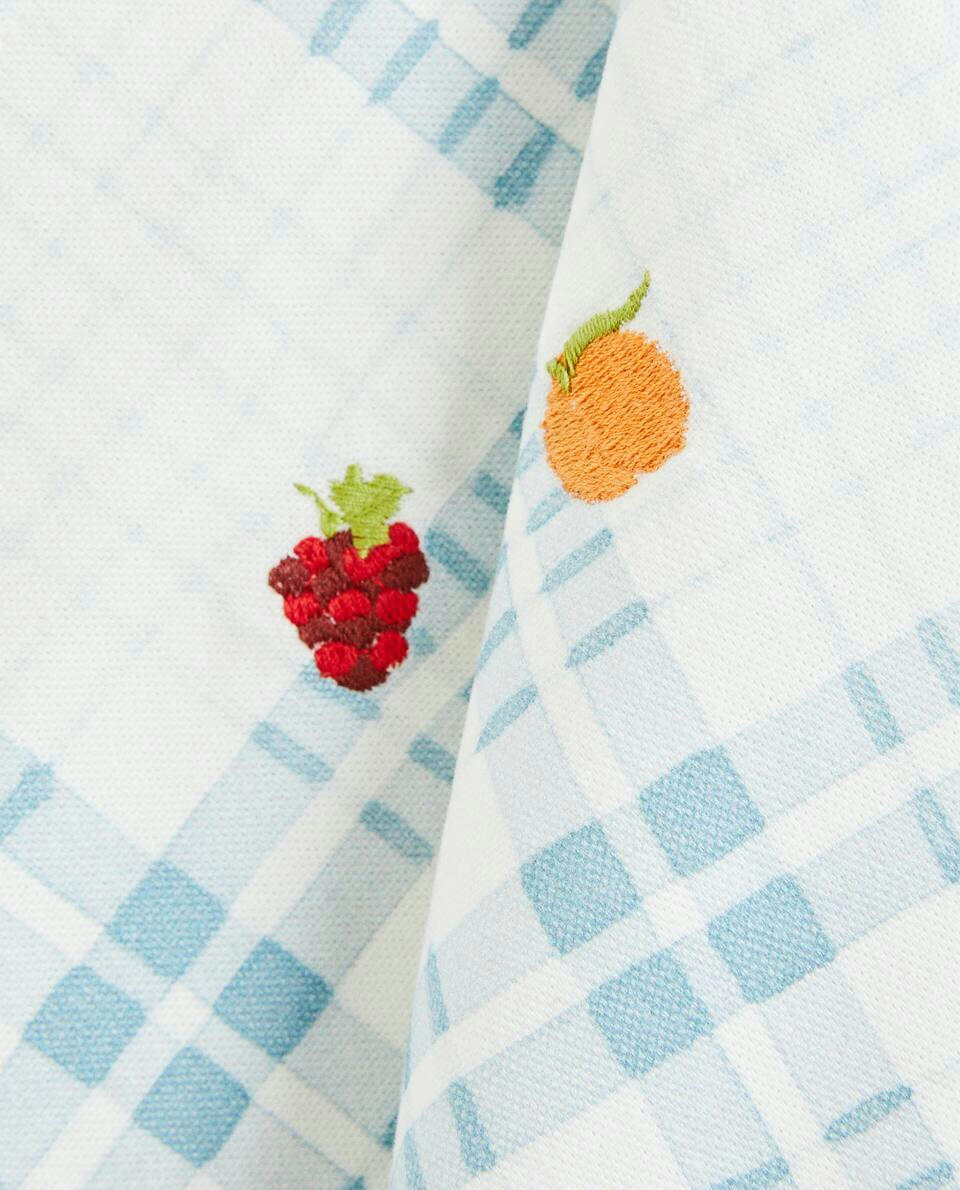 PRINTED AND EMBROIDERED TEA TOWEL