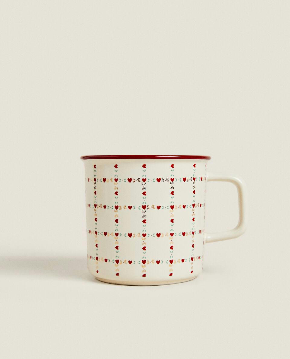 CHRISTMAS CHILDREN’S STONEWARE MUG WITH HEARTS