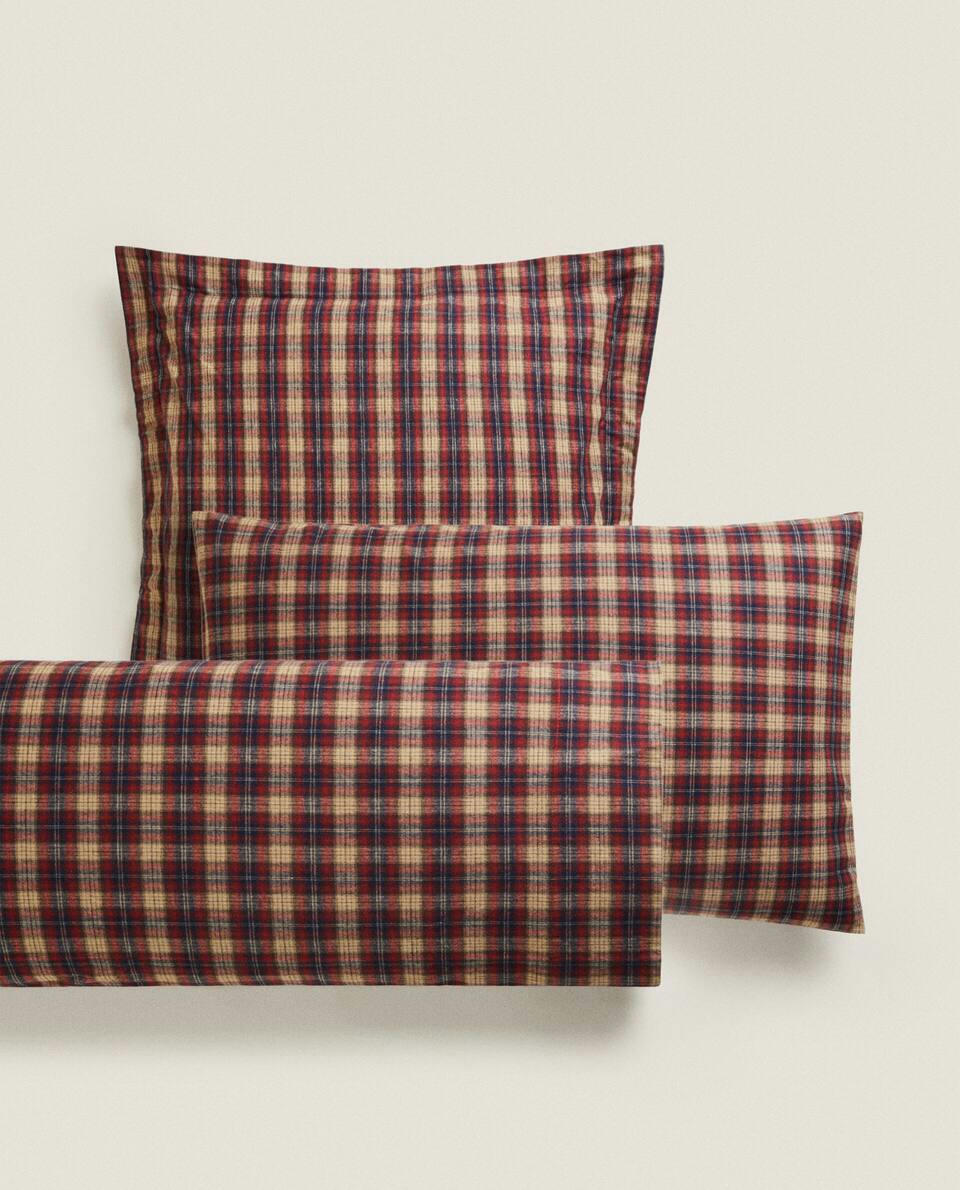 CHECK FLANNEL CHRISTMAS PILLOWCASE