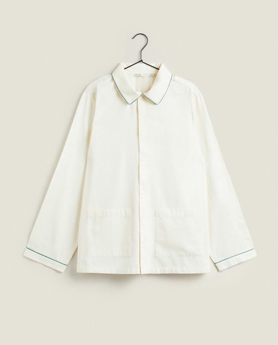 ADULT CHRISTMAS PYJAMA TOP WITH COLLAR BORDER