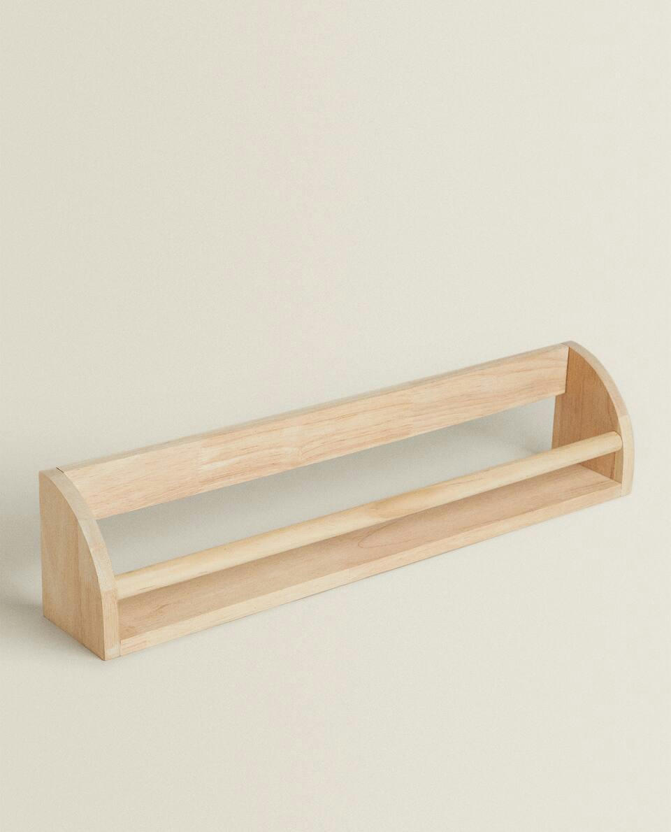 WOODEN SHELF WITH FRONT BAR