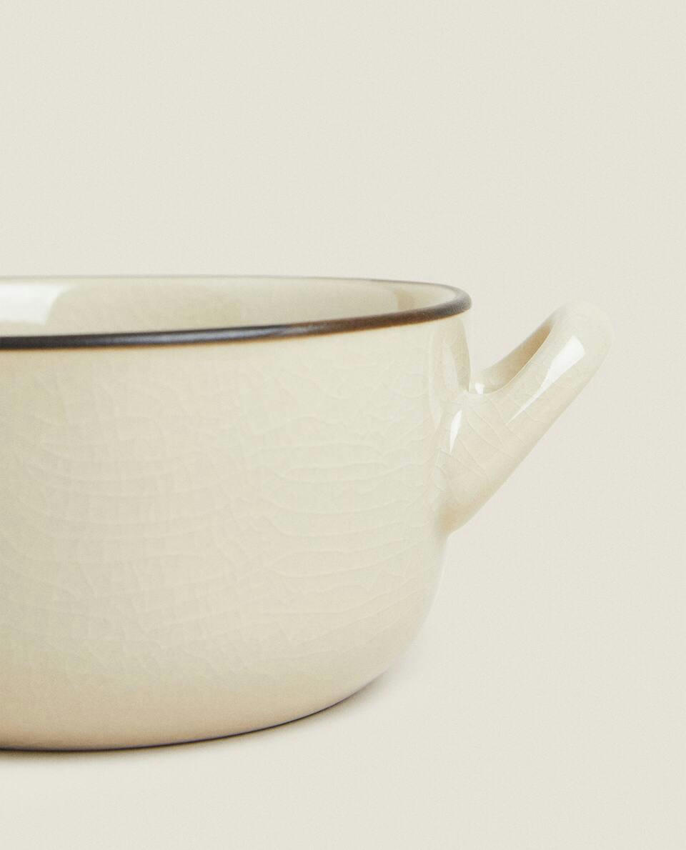 STONEWARE CONSOMME BOWL WITH RIM DETAIL