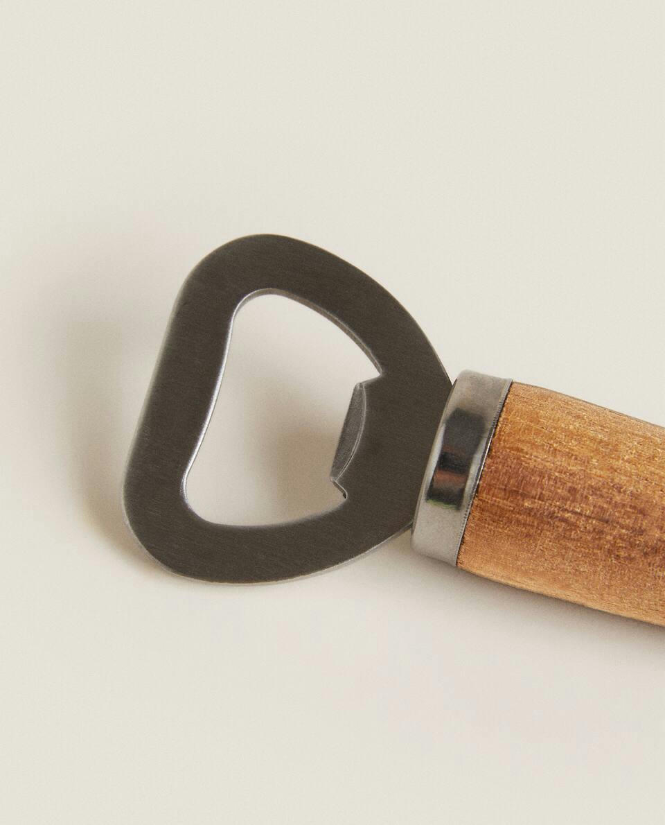 STEEL AND ACACIA WOOD BOTTLE OPENER