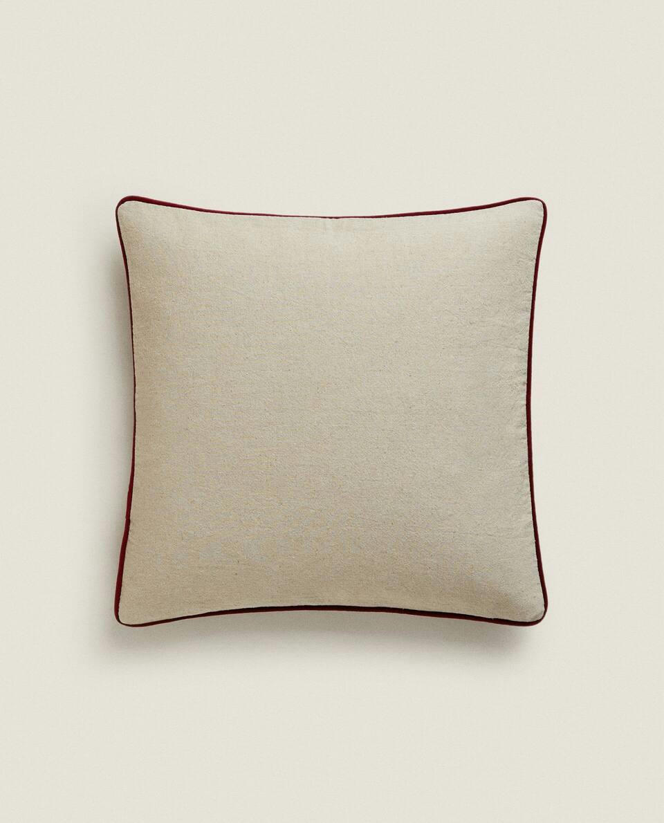 CUSHION COVER COTTON LINEN CHRISTMAS PIPING
