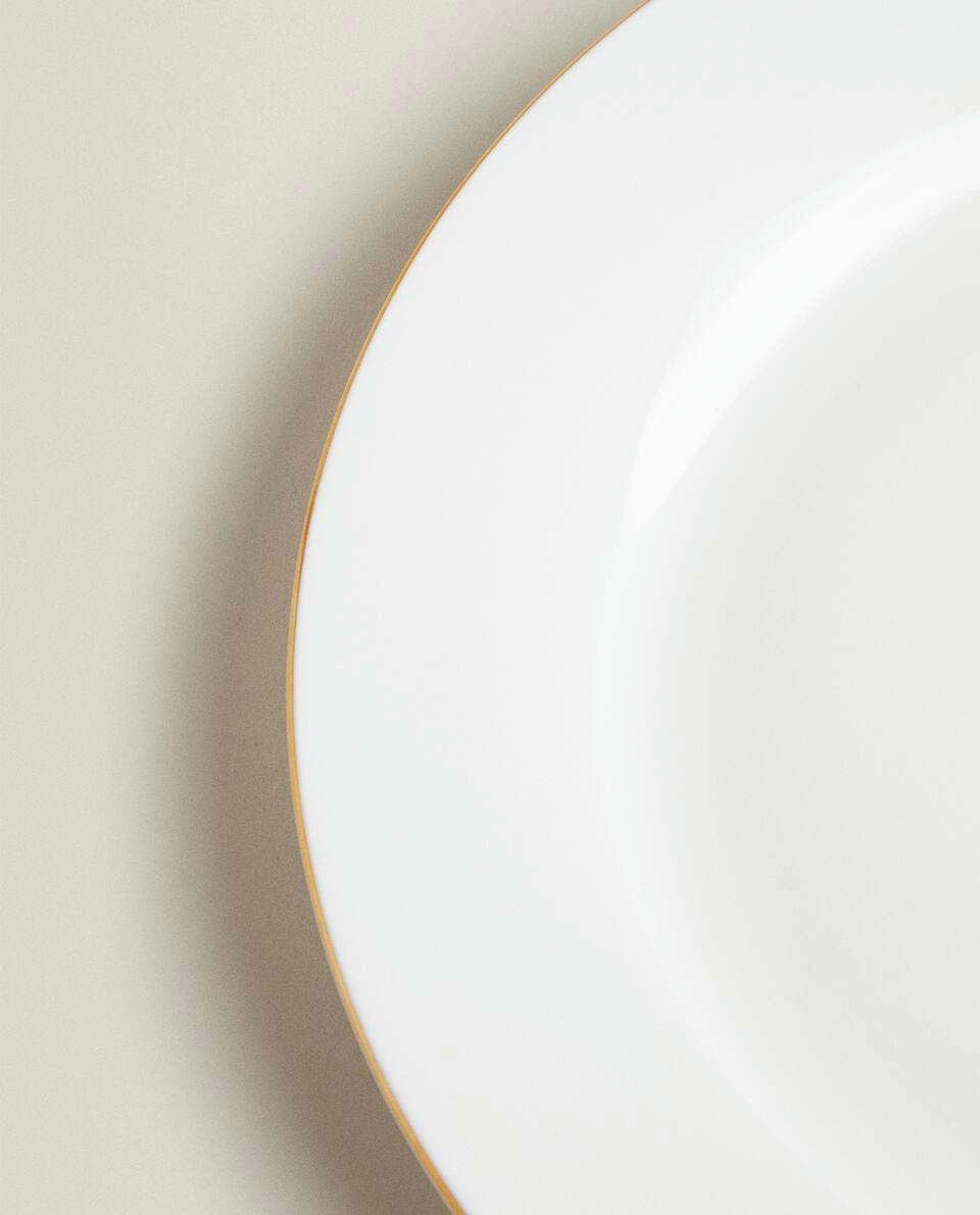 RIMMED BONE CHINA DESSERT PLATE