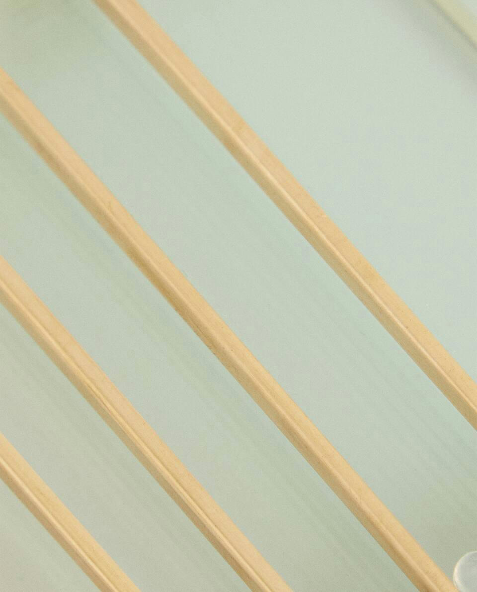 SET OF 6 GLASS COASTERS WITH METAL TRIM