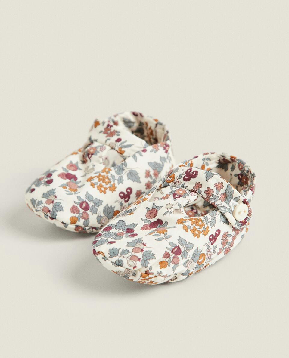 FLORAL PRINT FABRIC CHILDREN'S BOOTIES