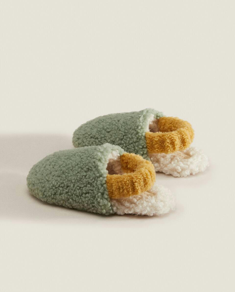 FAUX SHEARLING SLINGBACK SLIPPERS