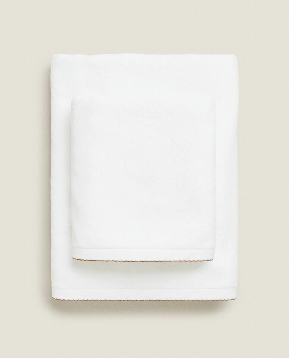 VELOUR TOWEL WITH TRIM DETAIL