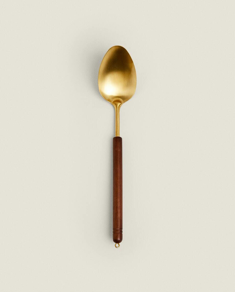 WOOD AND METAL SPOON