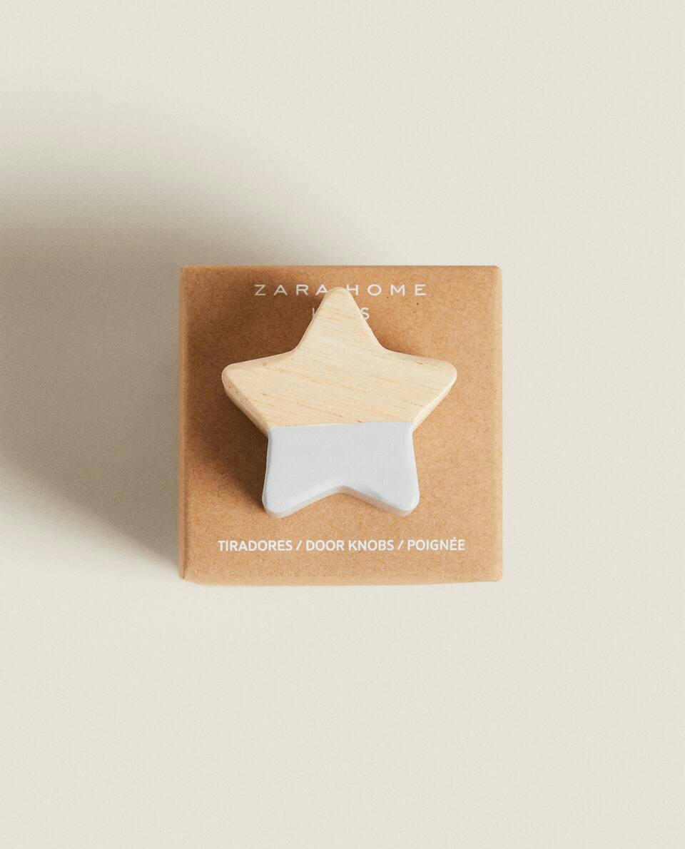 STAR WOODEN DOOR KNOB (PACK OF 2)