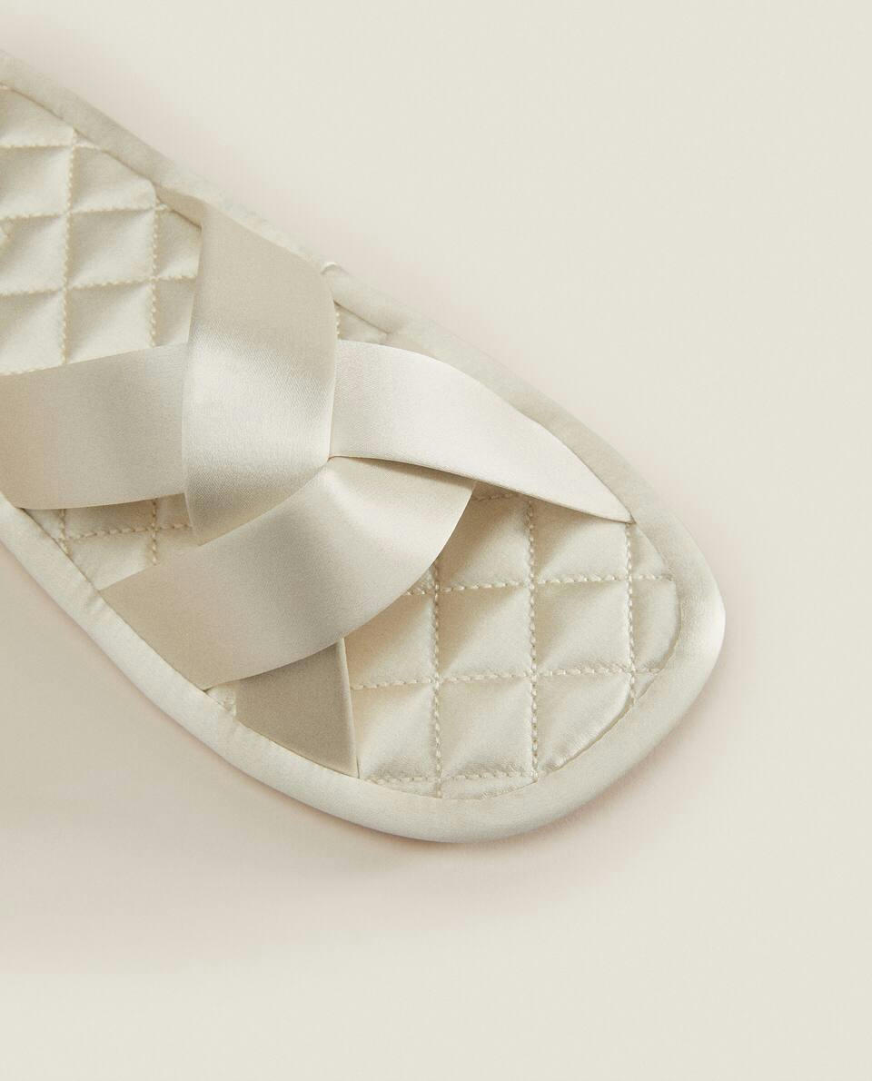 QUILTED SATEEN SLIPPERS
