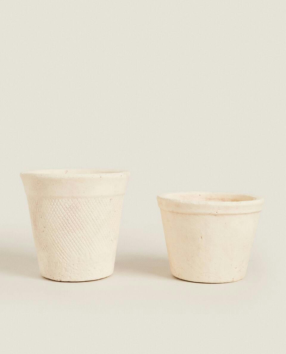 WHITE CLAY FLOWERPOT