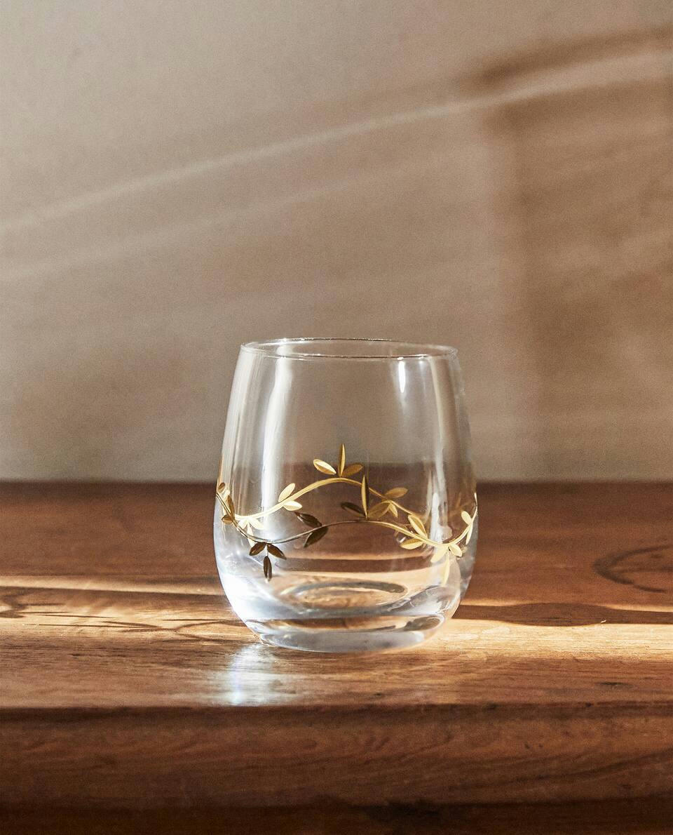 CHRISTMAS LEAF GLASS TUMBLER