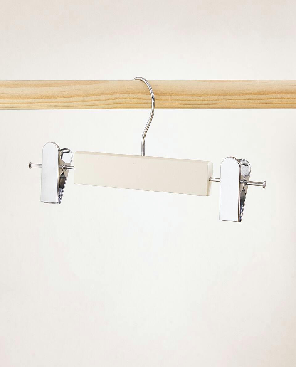 OYSTER WHITE WOODEN SKIRT HANGER (SET OF 3)