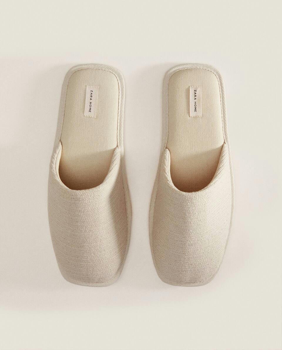 SQUARE TOE FABRIC SLIPPERS