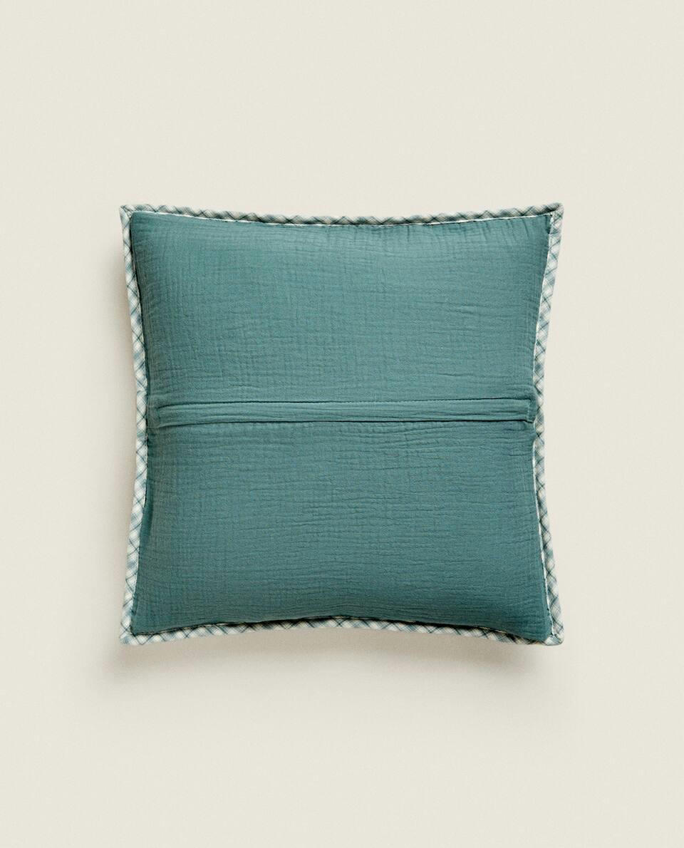 CHILDREN’S CHECKED CHRISTMAS CUSHION COVER