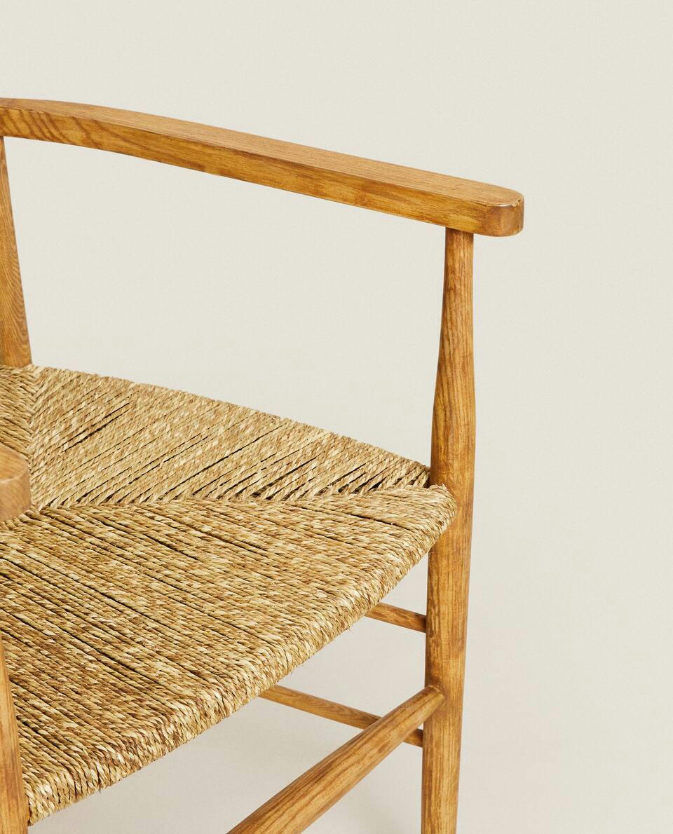 ASH AND SEAGRASS CHAIR WITH ARM RESTS