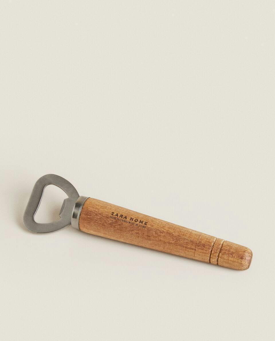 STEEL AND ACACIA WOOD BOTTLE OPENER