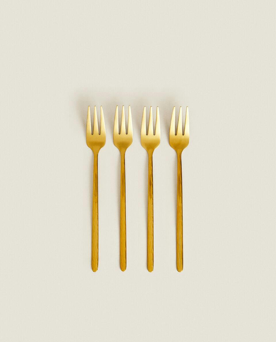 BOX 4 BRUNCH FORKS WITH HAMMERED HANDLE