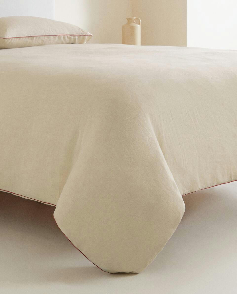 LINEN CHRISTMAS DUVET COVER WITH PIPING