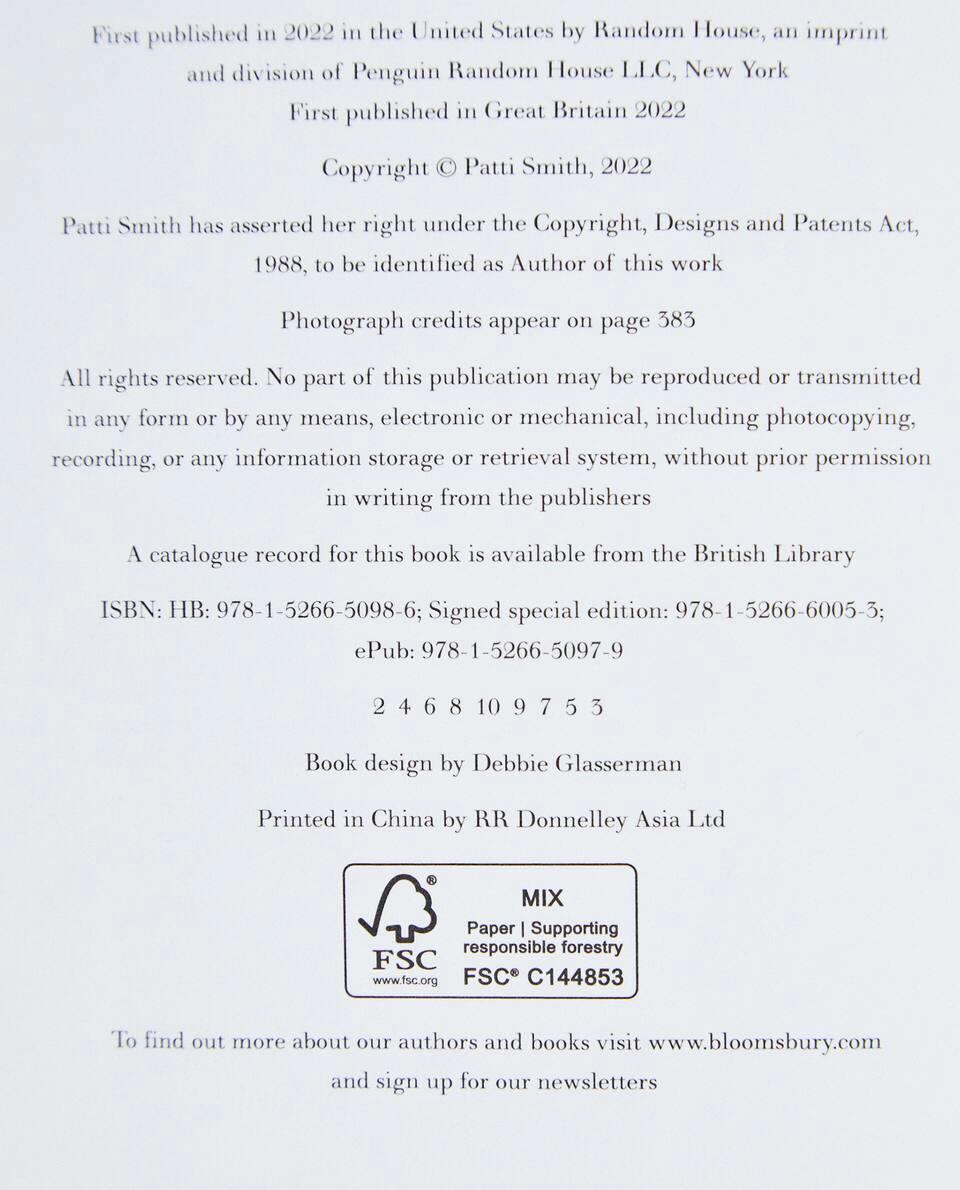 PATTI SMITH: A BOOK OF DAYS