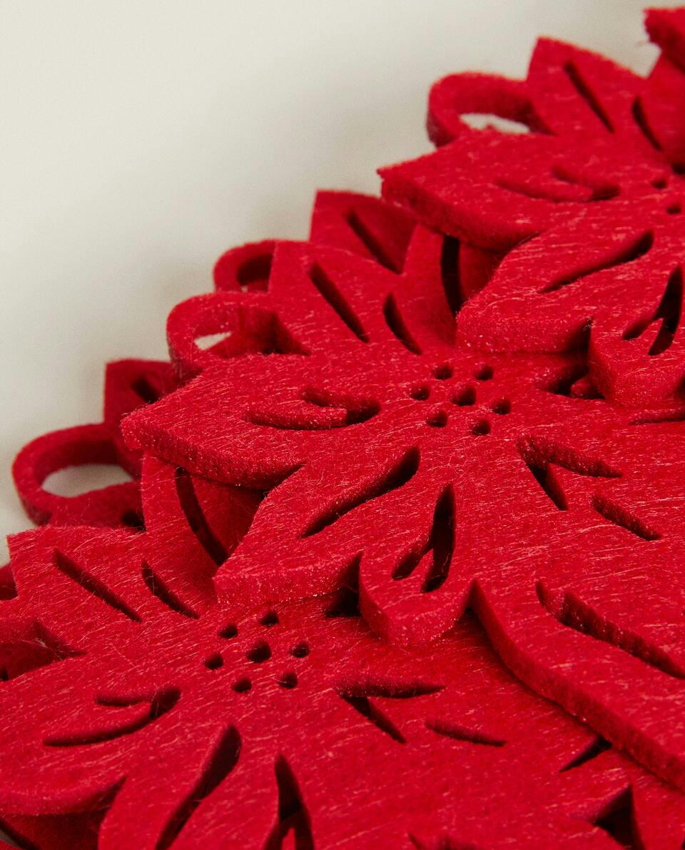 PACK OF FLORAL FELT CHRISTMAS COASTERS (PACK OF 6)