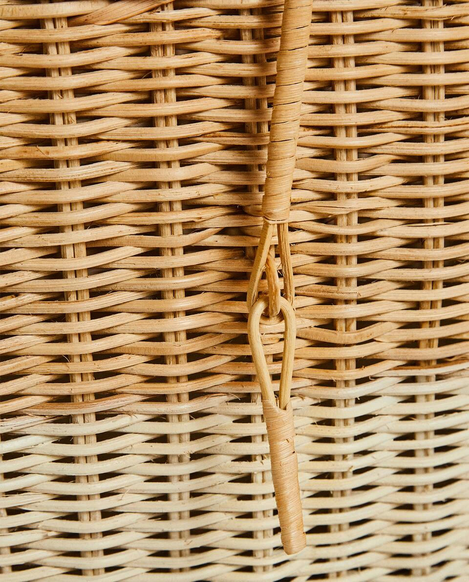 LARGE RATTAN CHEST BASKET