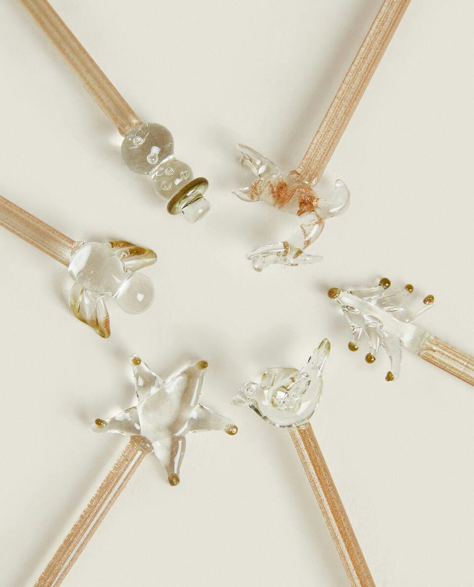 CHRISTMAS GLASS DESSERT SPOON CHARMS (PACK OF 6)