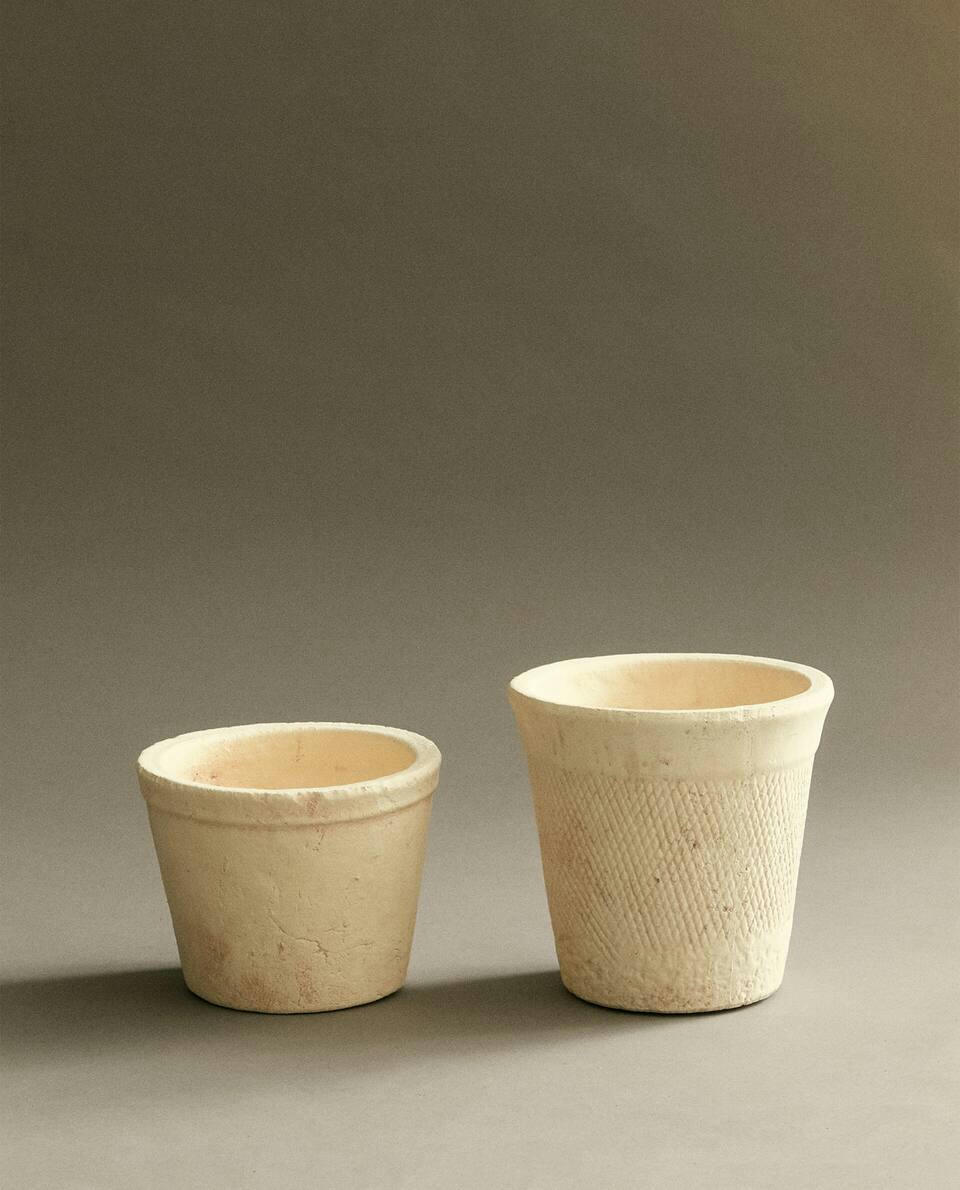 WHITE CLAY FLOWERPOT