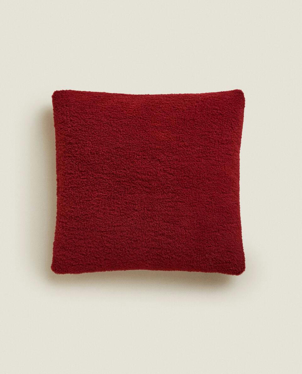 REVERSIBLE FAUX SHEARLING CHRISTMAS CUSHION COVER