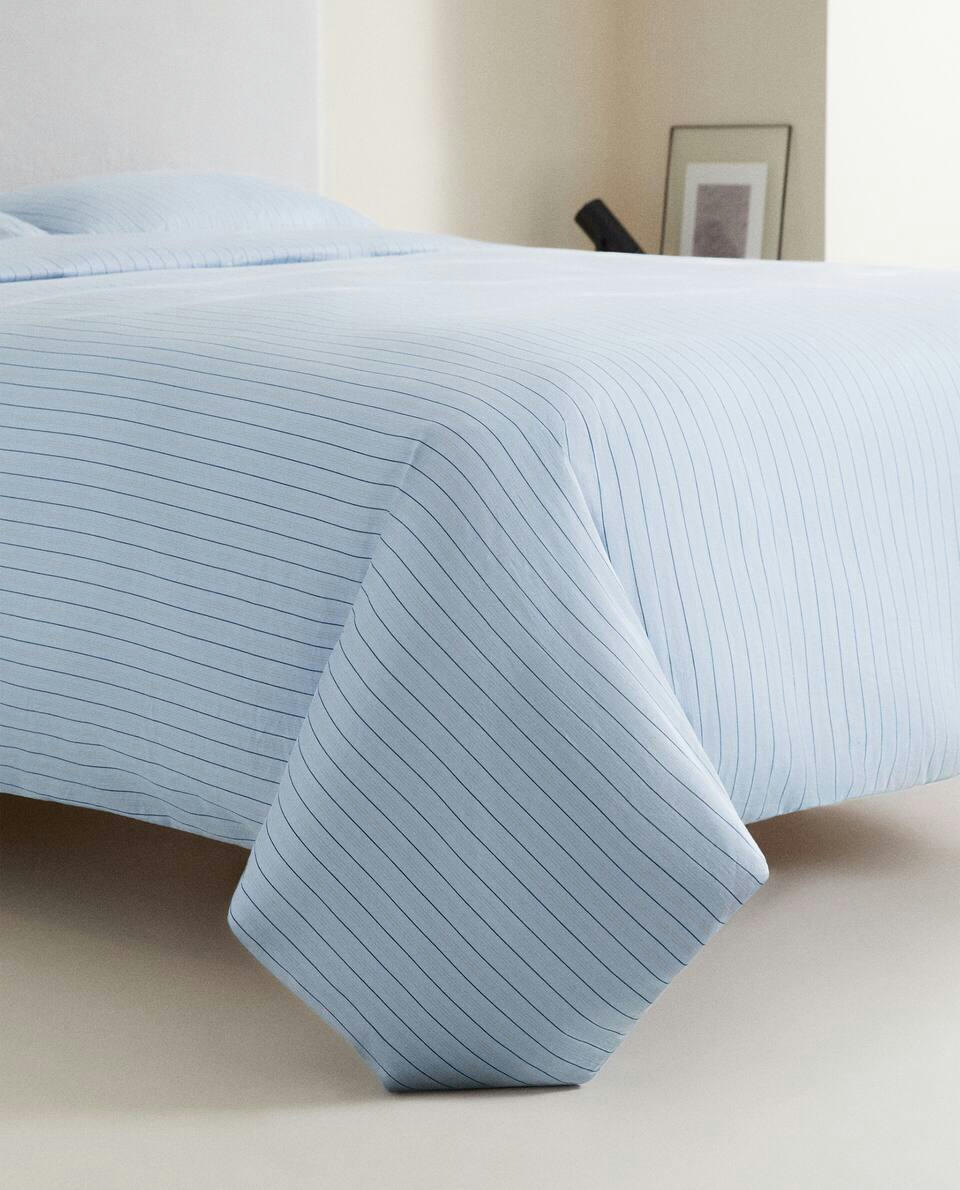(300 THREAD COUNT) STRIPED WASHED SATEEN DUVET COVER
