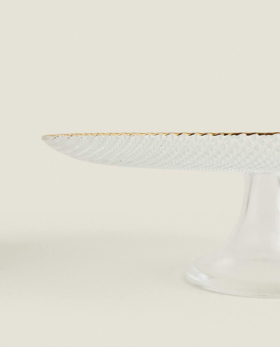 GLASS SERVING DISH WITH STAND