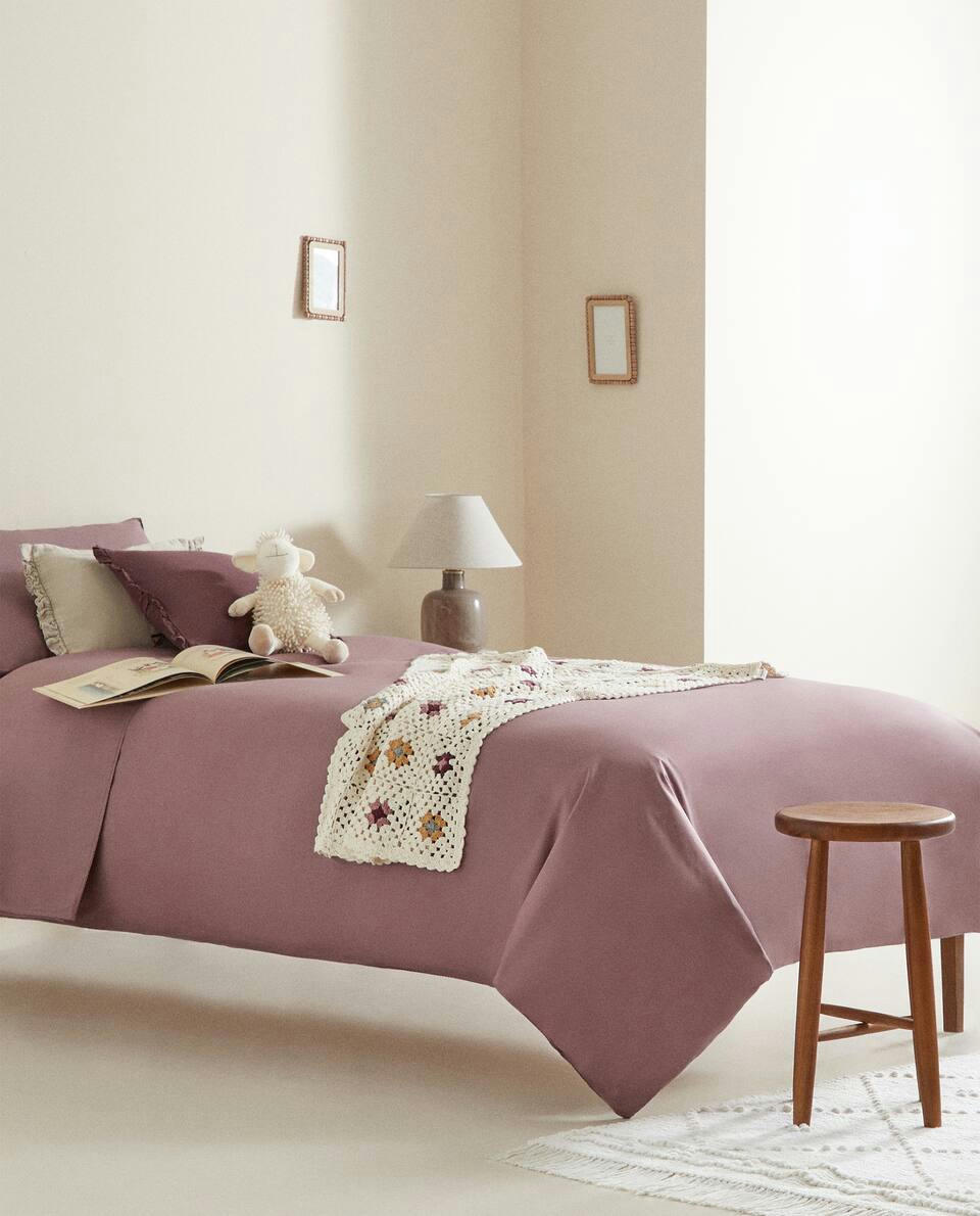 CHILDREN'S TOPSTITCHED COTTON FLAT SHEET