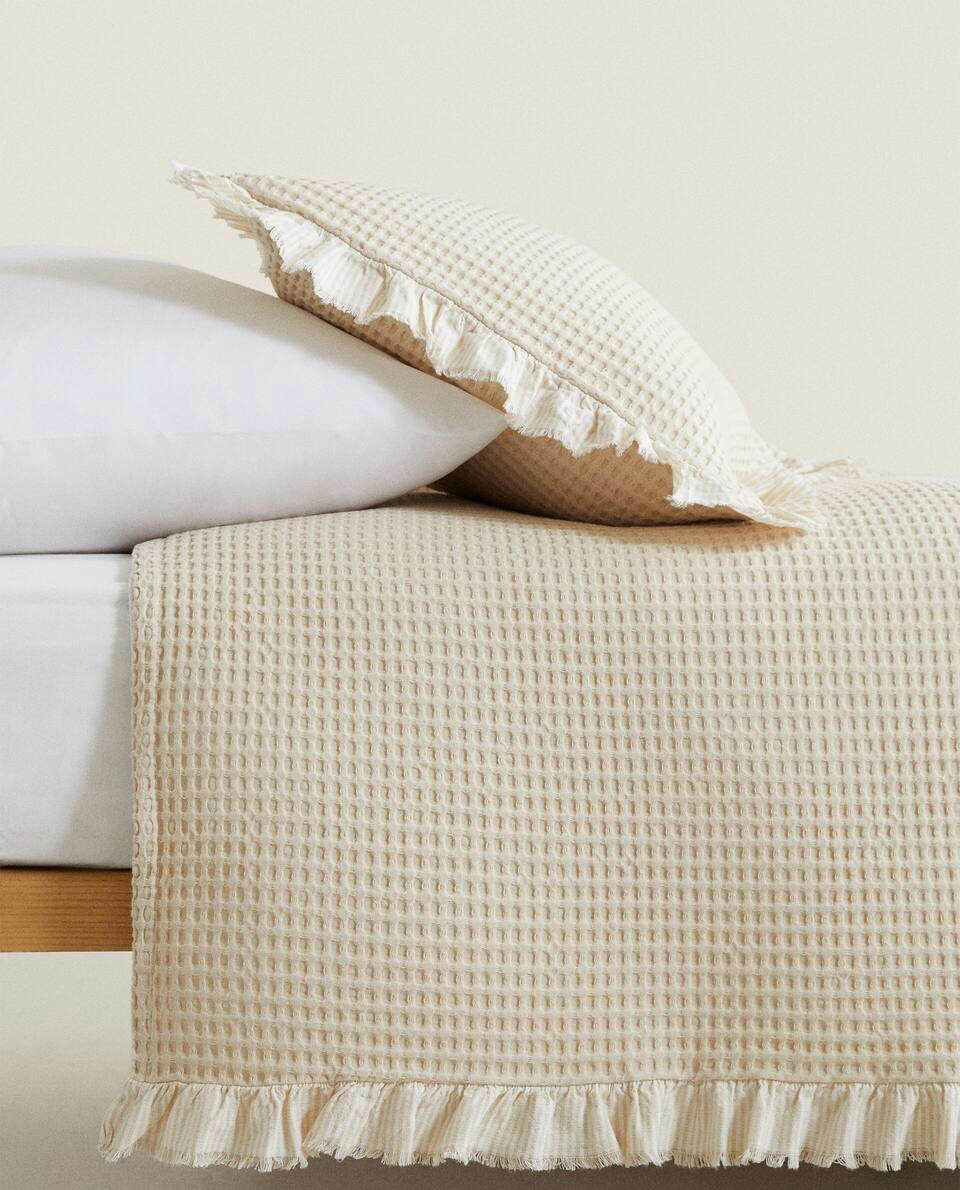 WAFFLE TEXTURE COTTON BEDSPREAD