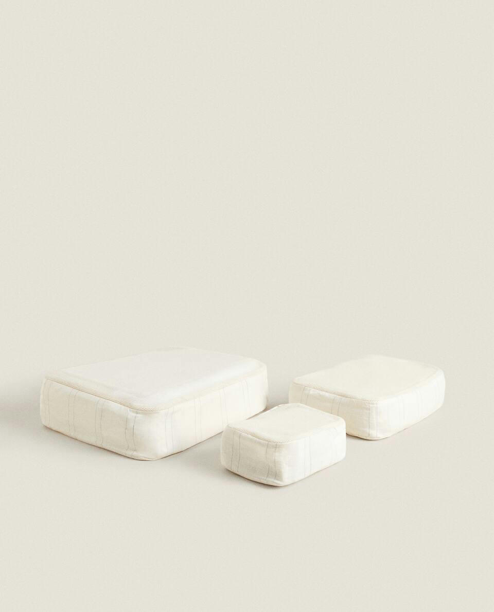 STRIPED TRAVEL ORGANISERS (PACK OF 3)