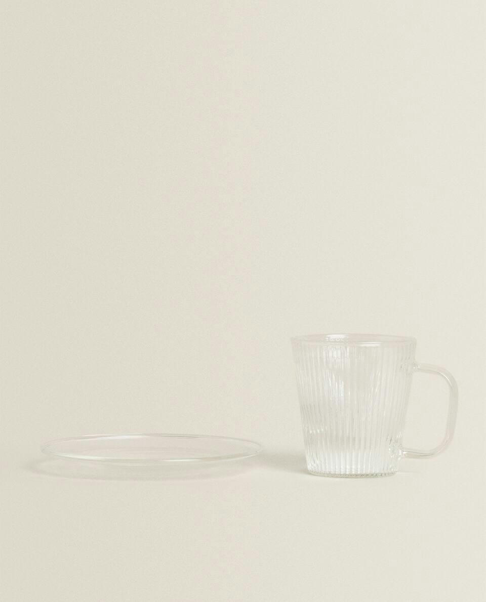 BOROSILICATE GLASS COFFEE CUP AND SAUCER