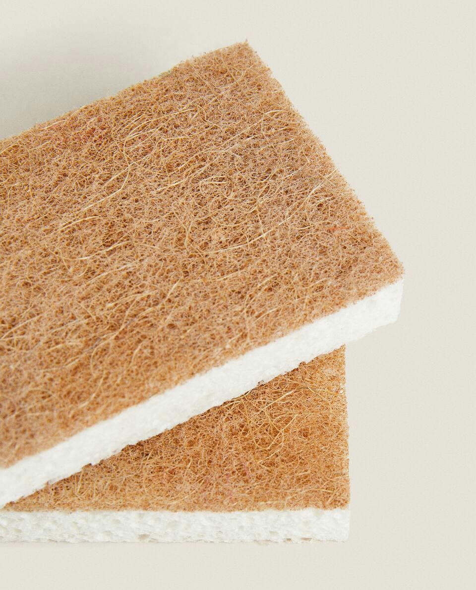 CELLULOSE AND FIBRE NON-SCRATCH SPONGES (PACK OF 2)
