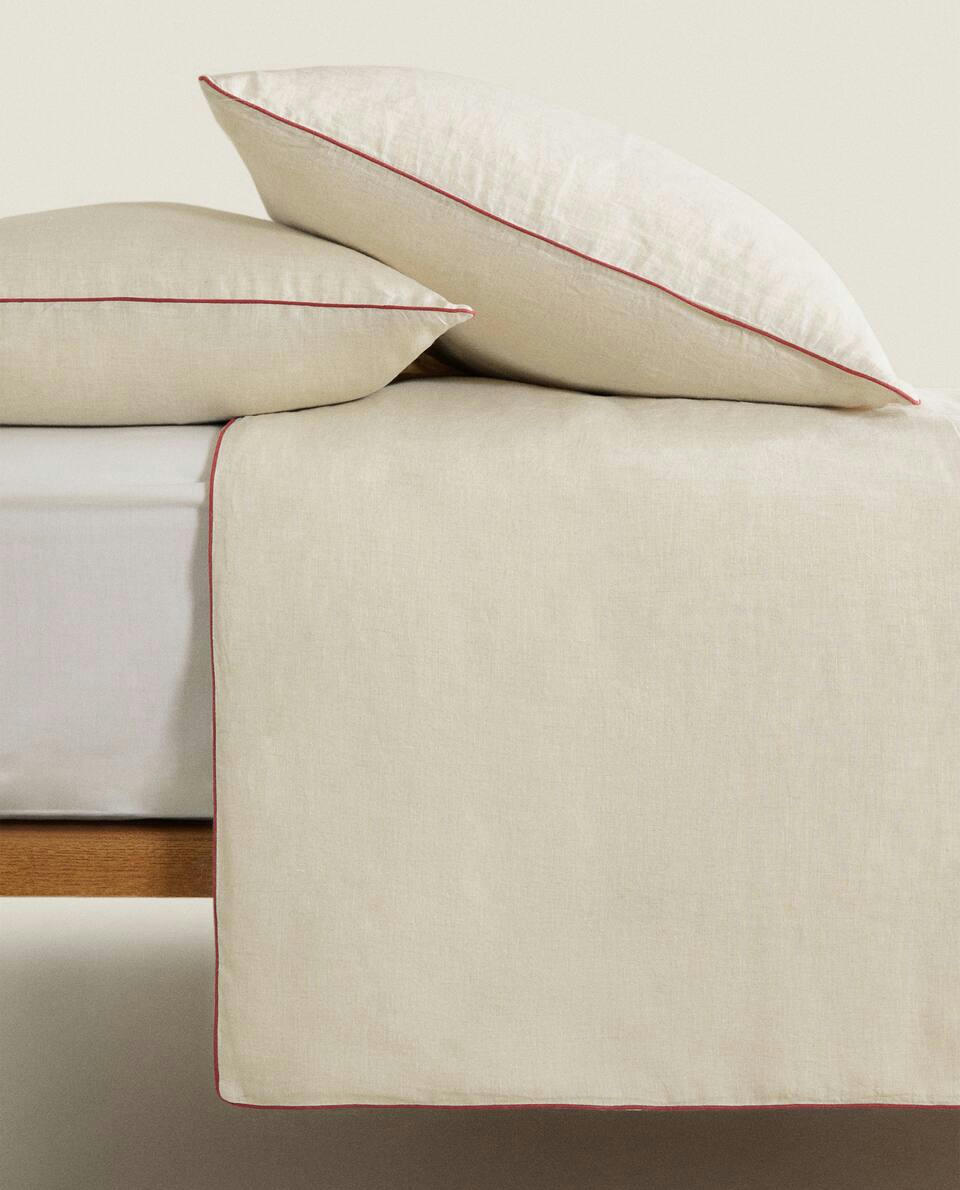 LINEN CHRISTMAS DUVET COVER WITH PIPING