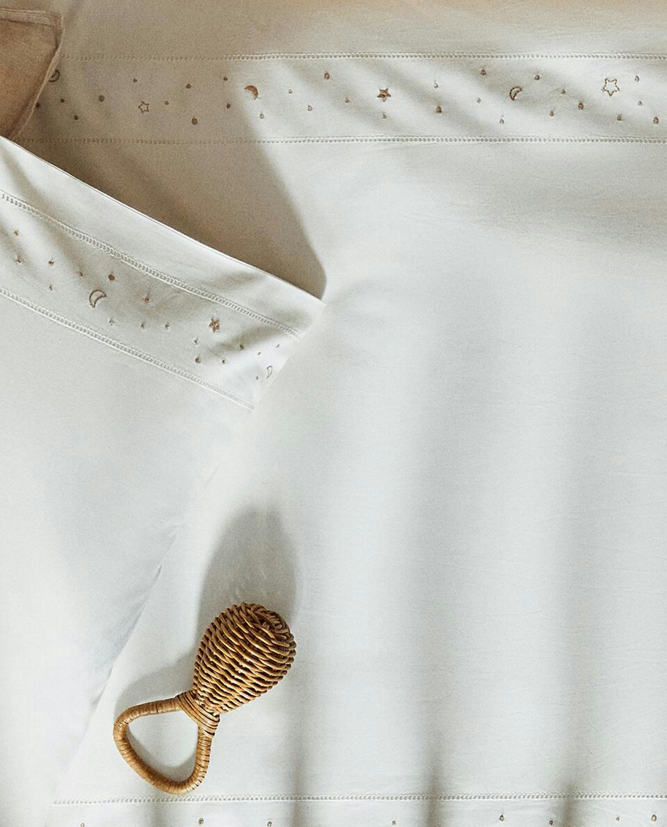 EMBROIDERED MOONS AND STARS DUVET COVER