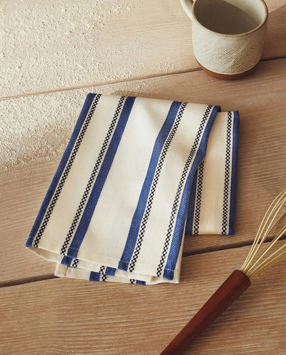 STRIPED DYED THREAD TEA TOWEL (SET OF 2)