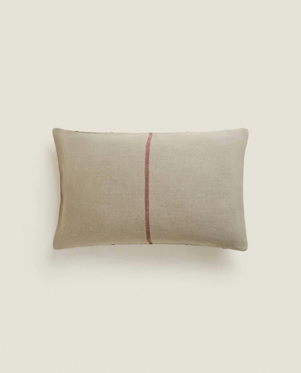 CHRISTMAS STRIPED LINEN CUSHION COVER
