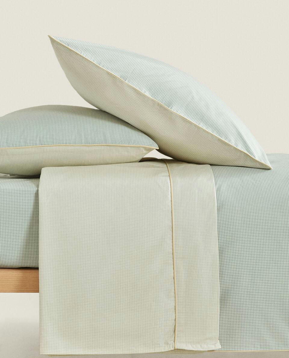 GINGHAM PRINT FITTED SHEET