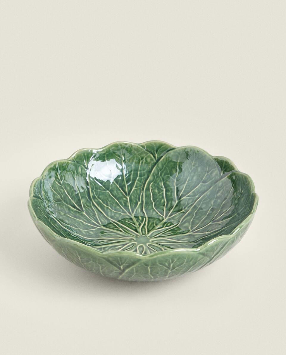 LEAF TRIM EARTHENWARE SALAD BOWL