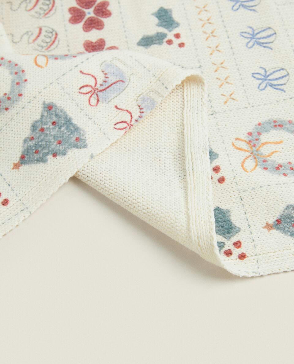 CHILDREN’S CHRISTMAS PATCHWORK COTTON KNIT BLANKET