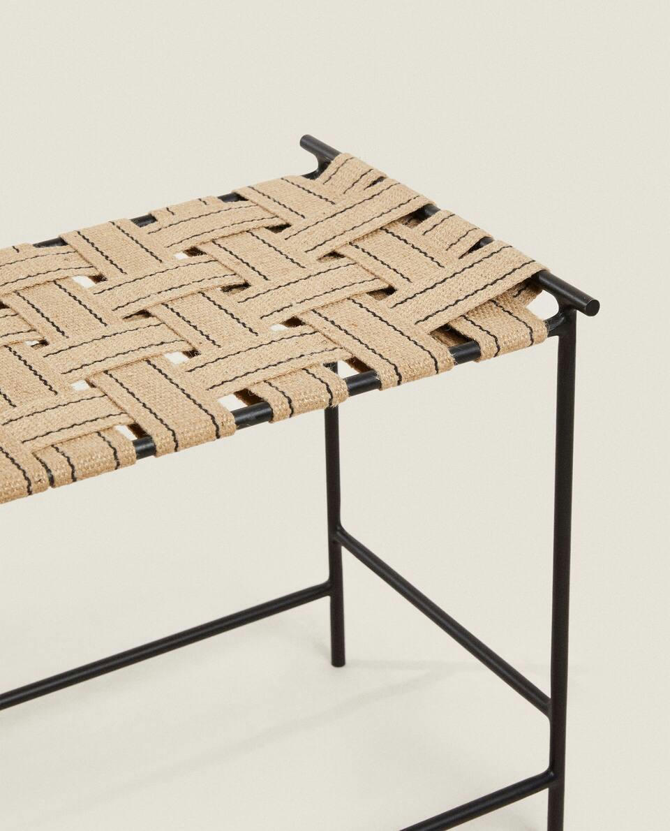 WOVEN JUTE METAL BENCH