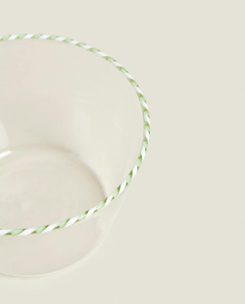 BOROSILICATE GLASS BOWL WITH CHRISTMAS CANDY CANE