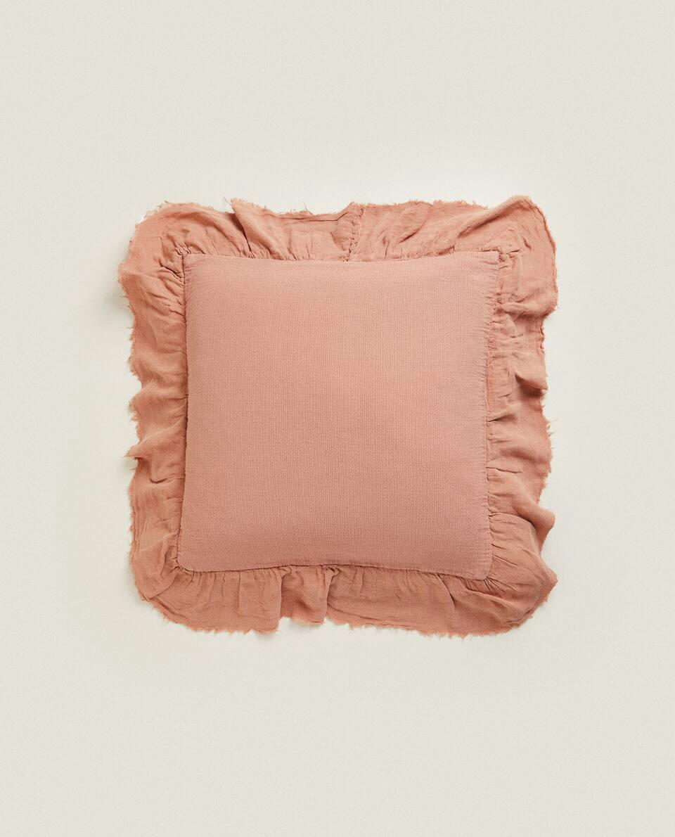 LINEN RUFFLE CUSHION COVER