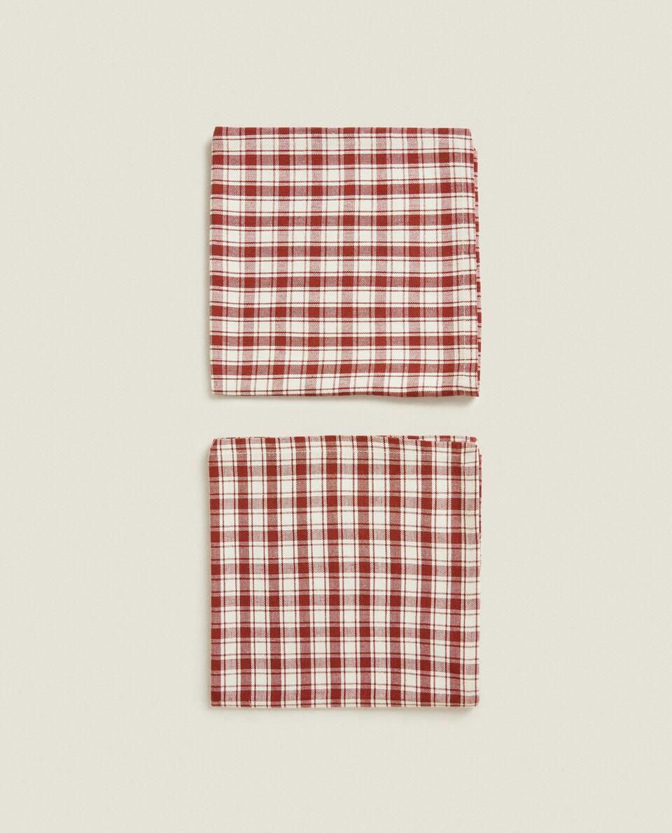 CHECK COTTON NAPKINS (PACK OF 2)