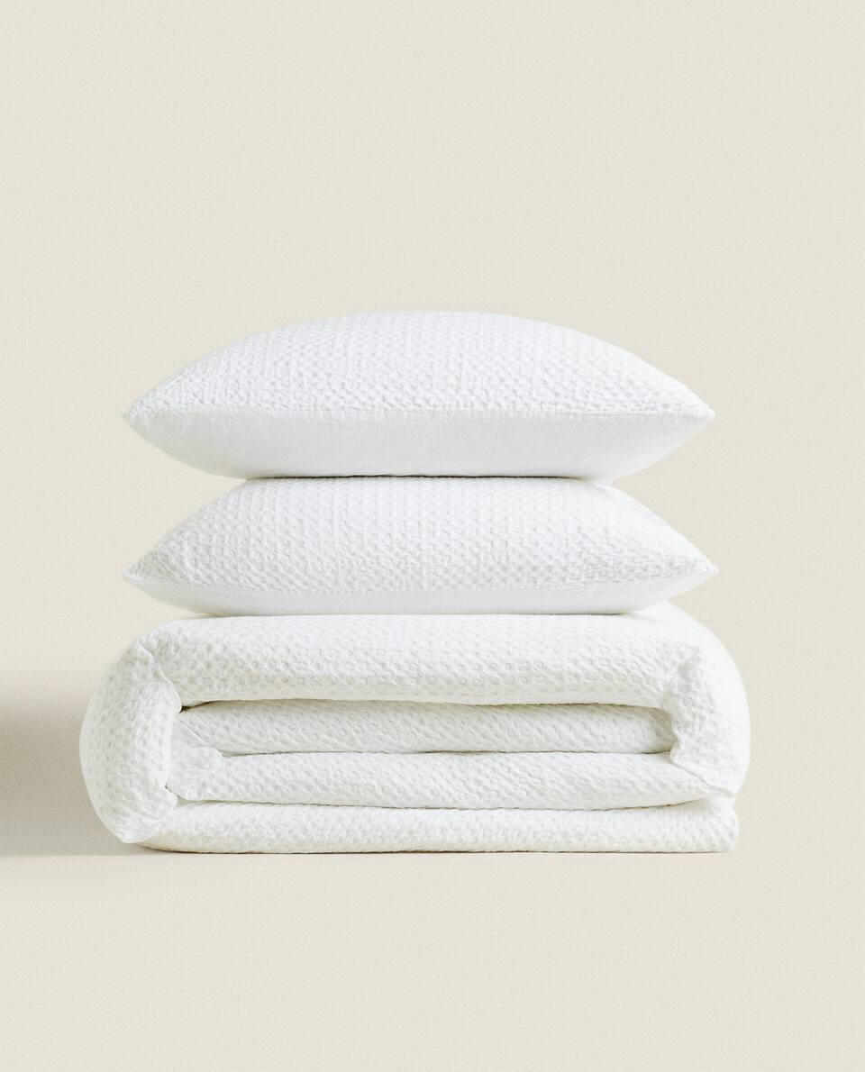 WAFFLE-KNIT DUVET COVER